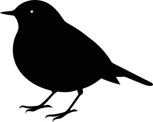 Robin silhouette vector on white background