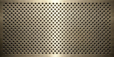 Metallic Perforated Sheet A Textured Background of Regularly Spaced Circular Holes in Brushed Metal