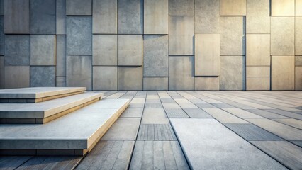 Modern Architectural Steps Leading to a Textured Wall