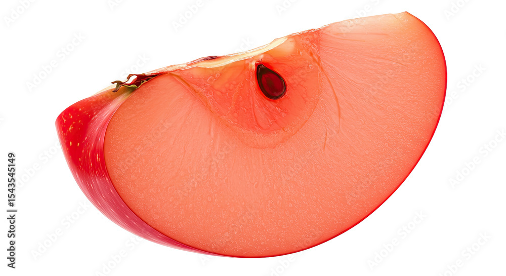 Aufkleber a close up studio shot of a single slice of a red apple against a black background