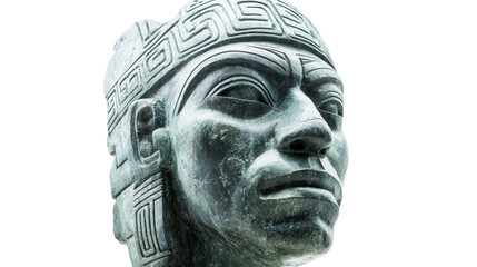 Olmec colossal head sculpture Transparent background, PNG file