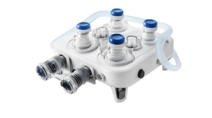 Portable suction device with control knobs, Transparent background, PNG file