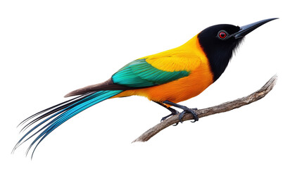 Fototapeta premium Rare Wilson bird-of-paradise perched Transparent background, PNG file