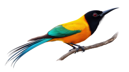 Rare Wilson bird-of-paradise perched Transparent background, PNG file