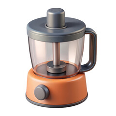 Orange and gray mini food processor isolated on transparent background