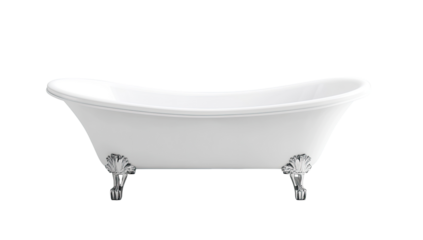 Elegant,  curved bathtub with claw feet