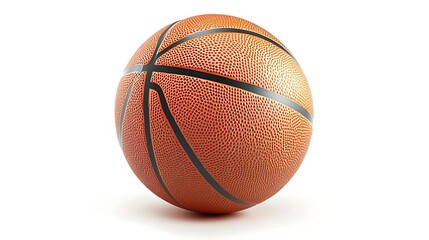 Fototapeta premium Isolated Basketball on White Background CloseUp View of an Orange Leather Ball with Black Lines