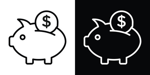 Piggy bank filled flat sign concept for web design.