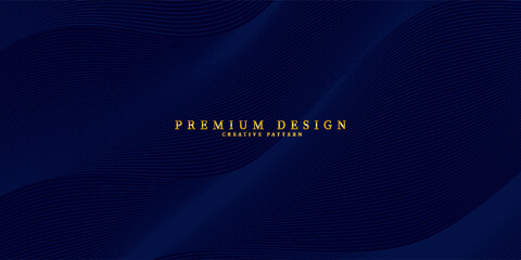 Blue abstract background design. Modern wavy line pattern in monochrome colors. Premium stripe texture for banner, business backdrop. Dark horizontal vector template