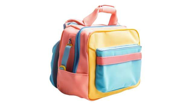 Pastel-colored children's travel bag Transparent background, PNG file
