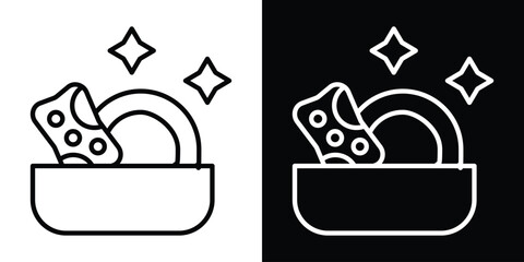 Plate washing icon filled flat sign concept for web design.