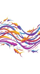 Abstract Colorful Fish in Wave Pattern  Modern Art
