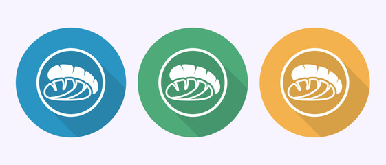 Bread icon design illustration, bakery sign symbol in shadow button design