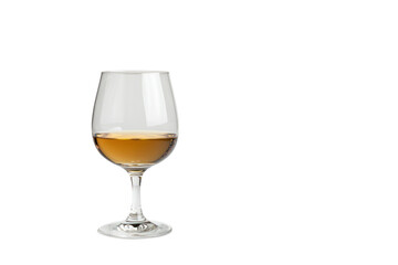 A Sophisticated Sip: A meticulously captured image of a clear wine glass, gracefully filled with amber liquid, poised in elegant simplicity, promising a moment of pure indulgence.