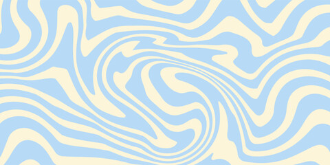 Abstract horizontal background with colorful waves. Trendy vector illustration in style retro 60s, 70s. Pastel colors