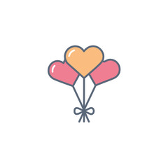 Three heart shaped balloons romantic love design