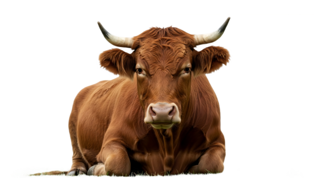 Close Up Captivating Portrait of a Majestic Brown Cow Resting Outdoor