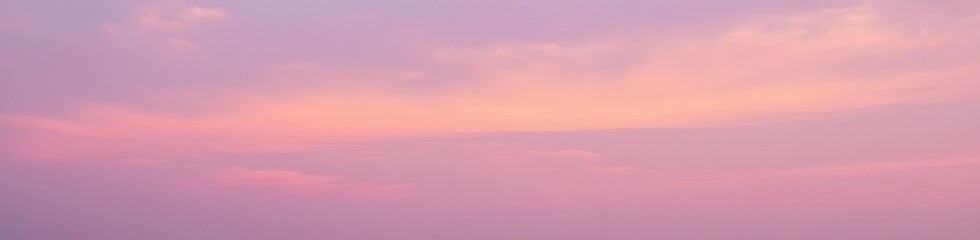 Fototapeta premium Serene pastel sunset hues paint the evening sky, delicate clouds drift lazily across a breathtaking canvas of pink and orange shades. A calming scene.