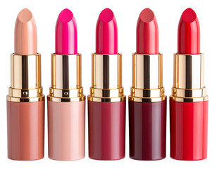 Obraz premium “Flat Lay of Colorful Lipsticks in Diagonal Pattern, Transparent PNG”