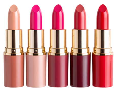  “Flat Lay of Colorful Lipsticks in Diagonal Pattern, Transparent PNG”