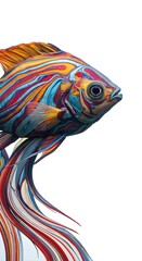 Abstract Colorful Fish in Wave Pattern  Modern Art
