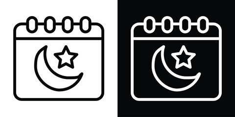 Ramadan calendar icon filled flat sign concept for web design.