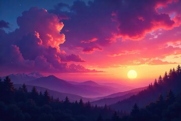 Stunning twilight sky with vibrant orange, pink, and purple hues Perfect for design projects needing a dramatic and peaceful backdrop Ideal for calendars, websites, and more , sunset, heavenly