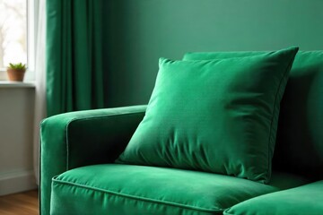 Stylish velvet cushion in emerald green, adding a touch of luxury and comfort to any interior Perfect for sofas, armchairs, or beds Rich texture and vibrant color , emerald, accent pillow
