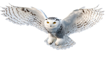 Majestic snowy owl in flight