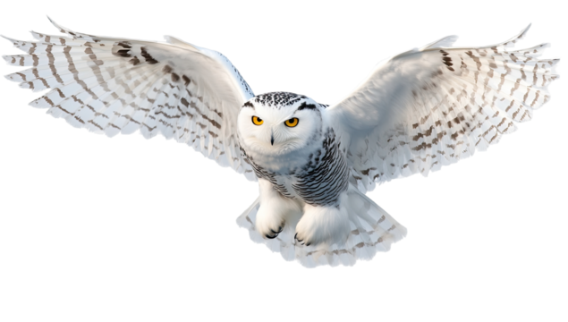 Majestic snowy owl in flight