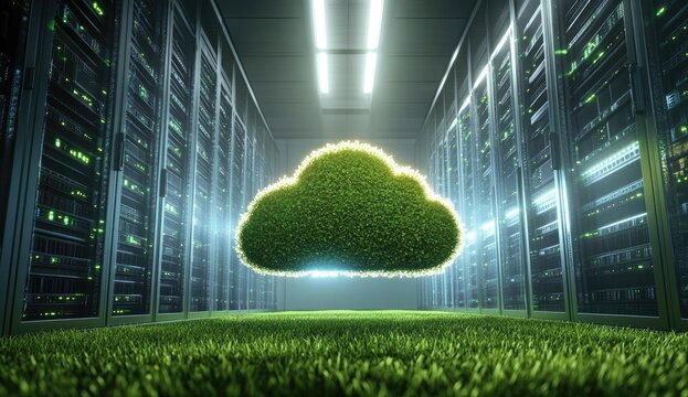 Green cloud in server room