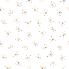 Cute Dragonfly Damselfly Watercolor hand painted summer pastel minimalistic seamless pattern transparent background