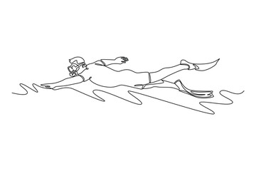 Holiday at the beach concept. Single line draw design. Vector graphic illustration