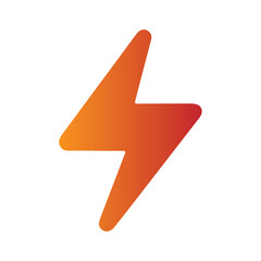 An eye catching vibrant vector illustration of a lightning bolt icon rendered in gradient shades of orange and red conveying concepts of energy speed and power in a visually appealing manner
