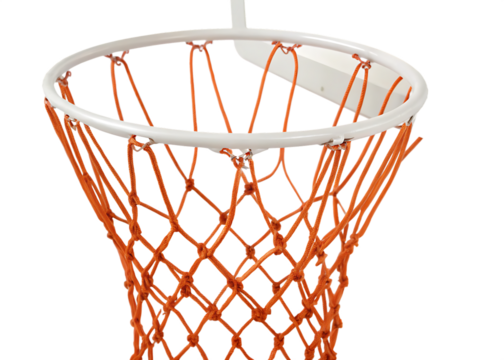  basketball-net-with-a-white-rim-and-orange-netting isolated on white background png, ai generated