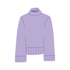 Modern hand drawn clothes outfit with purple sweater shopping illustration. Trendy flat design for e-commerce retail projects. Simple vector art for digital and print use