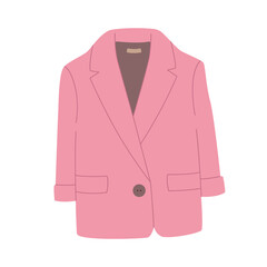 Modern hand drawn clothes outfit with pink jacket shopping illustration. Trendy flat design for e-commerce retail projects. Simple vector art for digital and print use