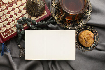 Quran Book Ramadan. Lantern for Muslim holy month Ramazan Kareem. Decorative Holiday lamp, Prayer...