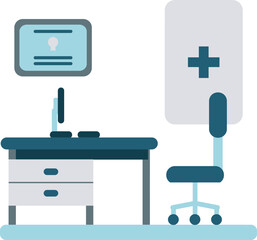 Medical Office Interior: A clean and inviting medical office interior, complete with a desk, chair, and essential elements, offering a sense of professionalism and care. 