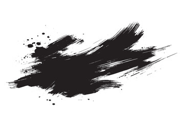 Abstract Black Ink Stroke and Splatter on White

