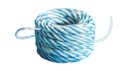 A coiled skein of striped twine