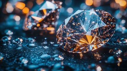 Sparkling Diamonds on Dark Surface