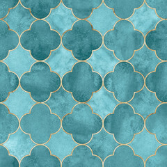 Watercolor gothic style clover leaf seamless pattern