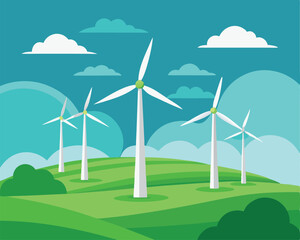 wind turbines on the hill