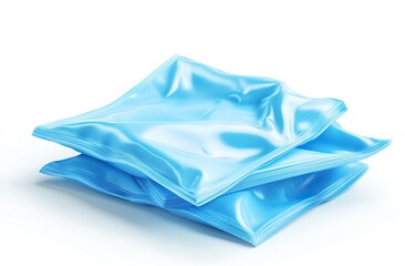 Obraz premium Stacked blue plastic pouches (1)