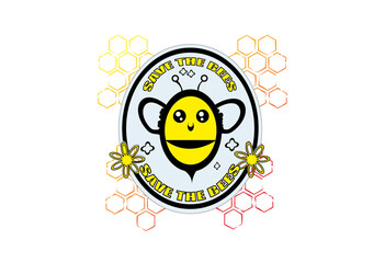  Save The Honey Bees Nature Awareness Vector