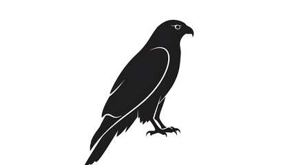 Obraz premium Minimalist Hawk Silhouette Vector – Elegant Black and White Bird Illustration for Modern Nature Art 