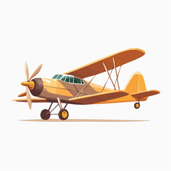 Colorful illustration of a vintage biplane isolated on a clean white background.