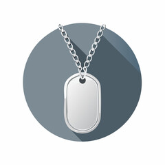 Fototapeta premium Vector illustration of a metallic dog tag pendant with a shiny chain in a flat design
