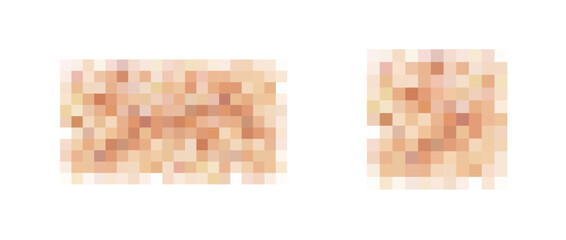 Censor blur effect texture isolated on white background. Blurry pixel color censorship elements. Vector nude skin tone pattern set
